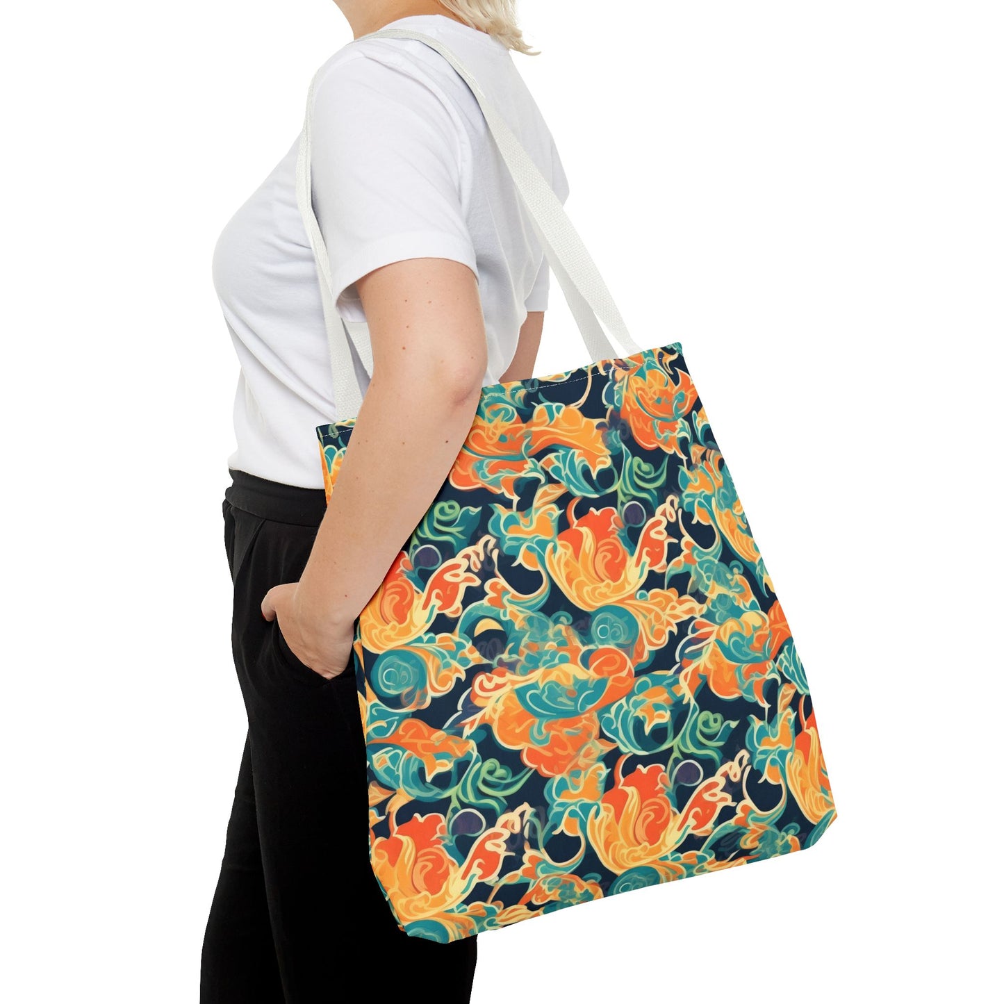 Tangerine Twilight Tapestry. Tote Bag for Everyday Use