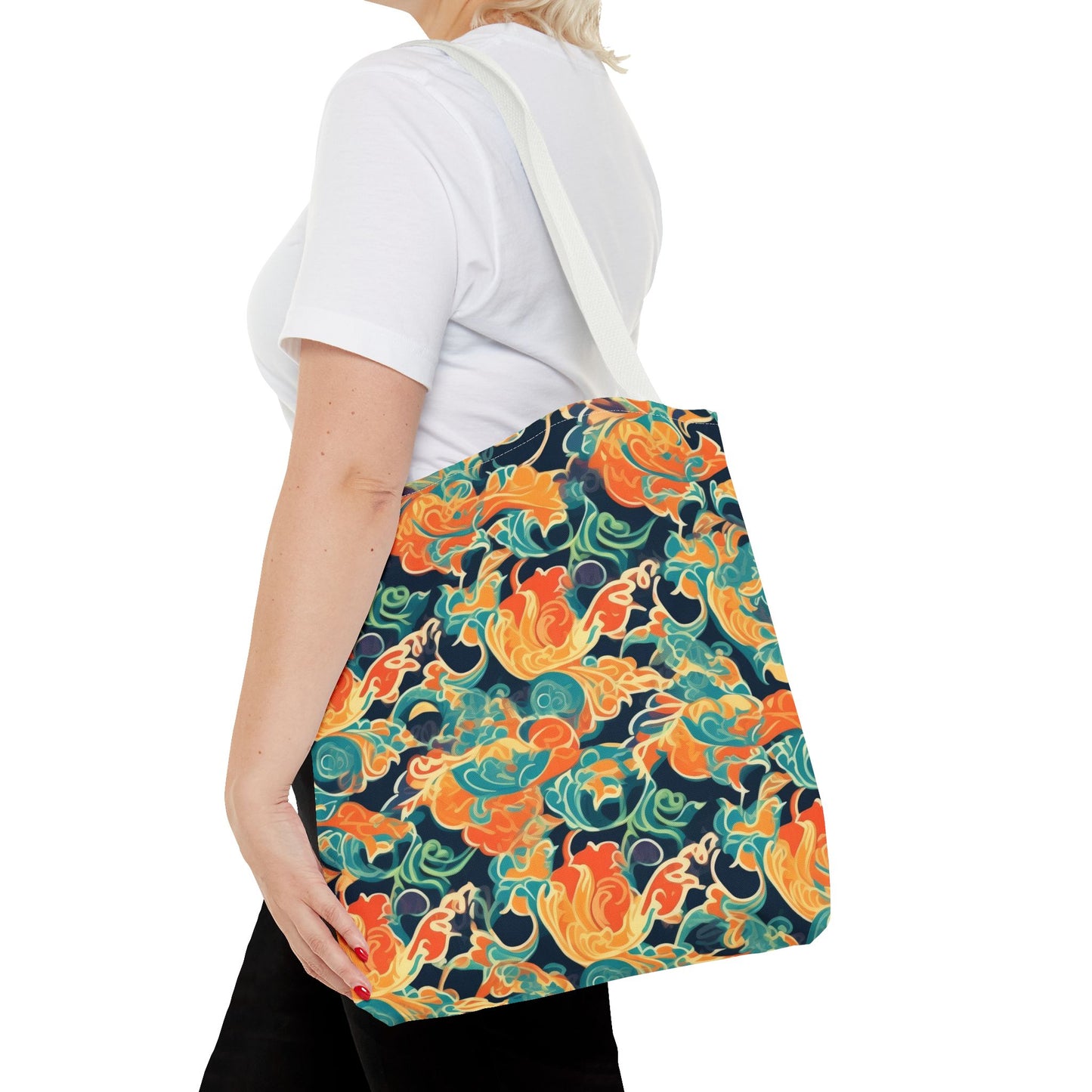 Tangerine Twilight Tapestry. Tote Bag for Everyday Use