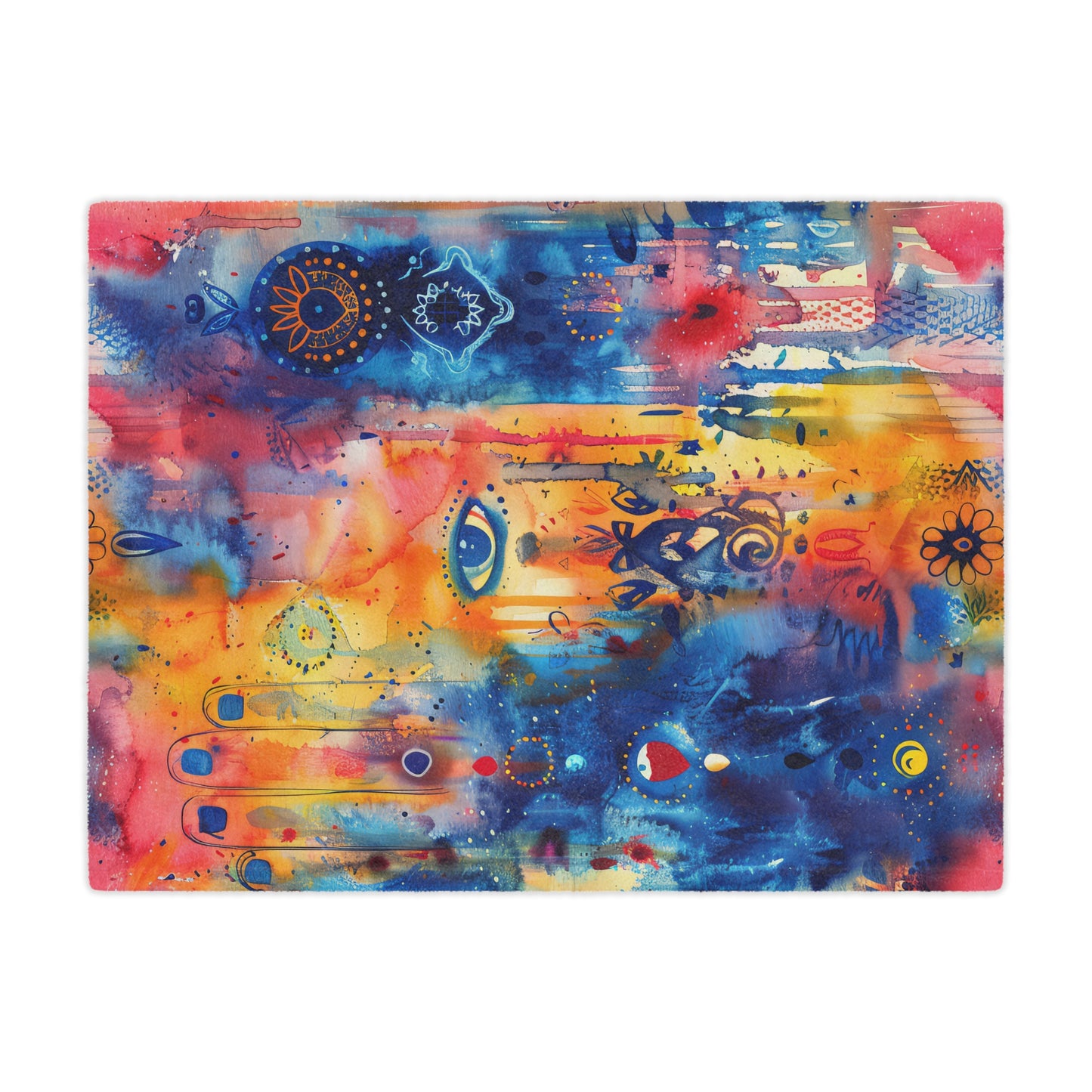 Rainbow Shield Hamsa. Cozy Artistic Microfiber Blanket.