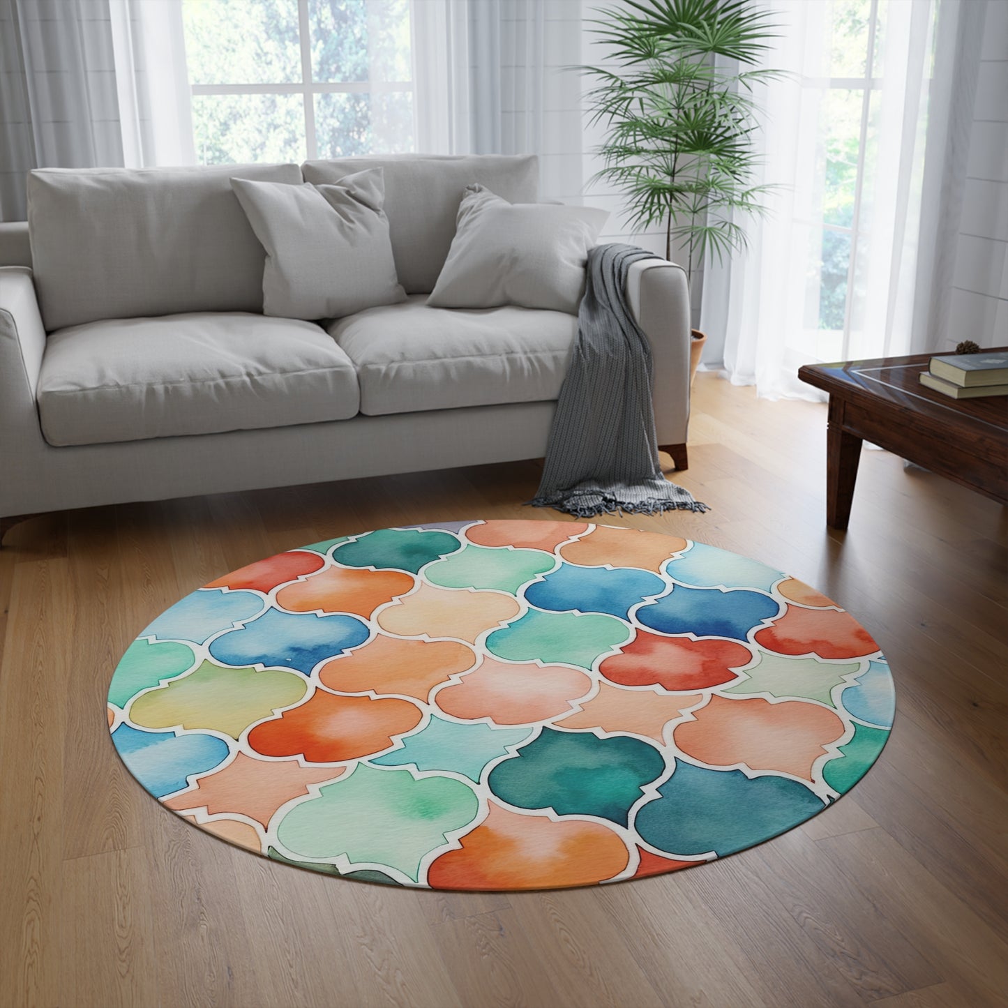 Labyrinth of Lanterns. Round Rug