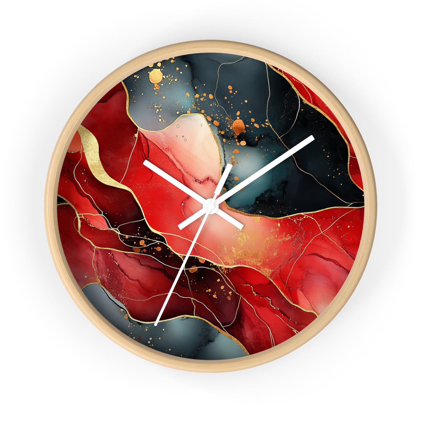 Marbled Cherry Essence. Wall Clock - Artistic Home Decor