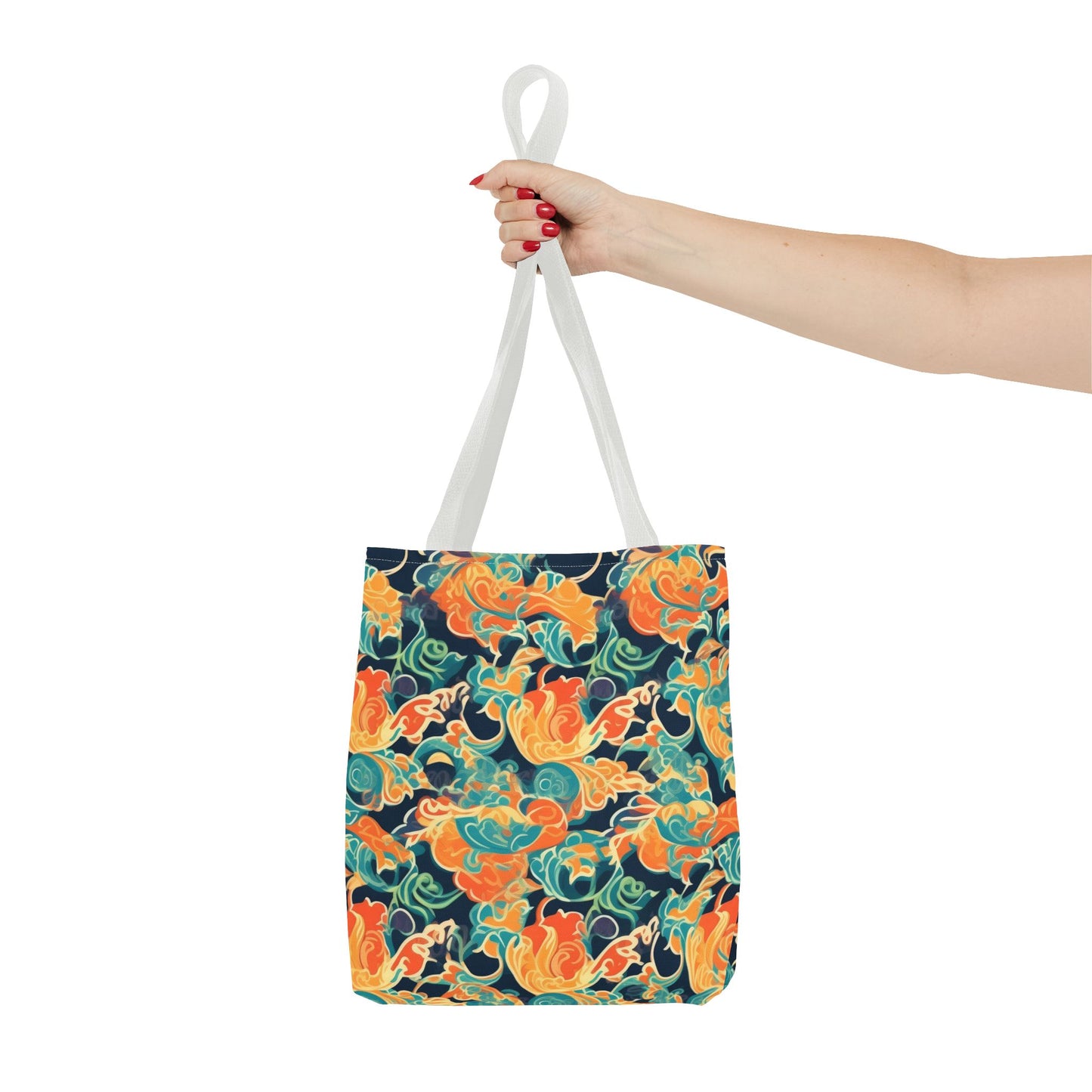Tangerine Twilight Tapestry. Tote Bag for Everyday Use
