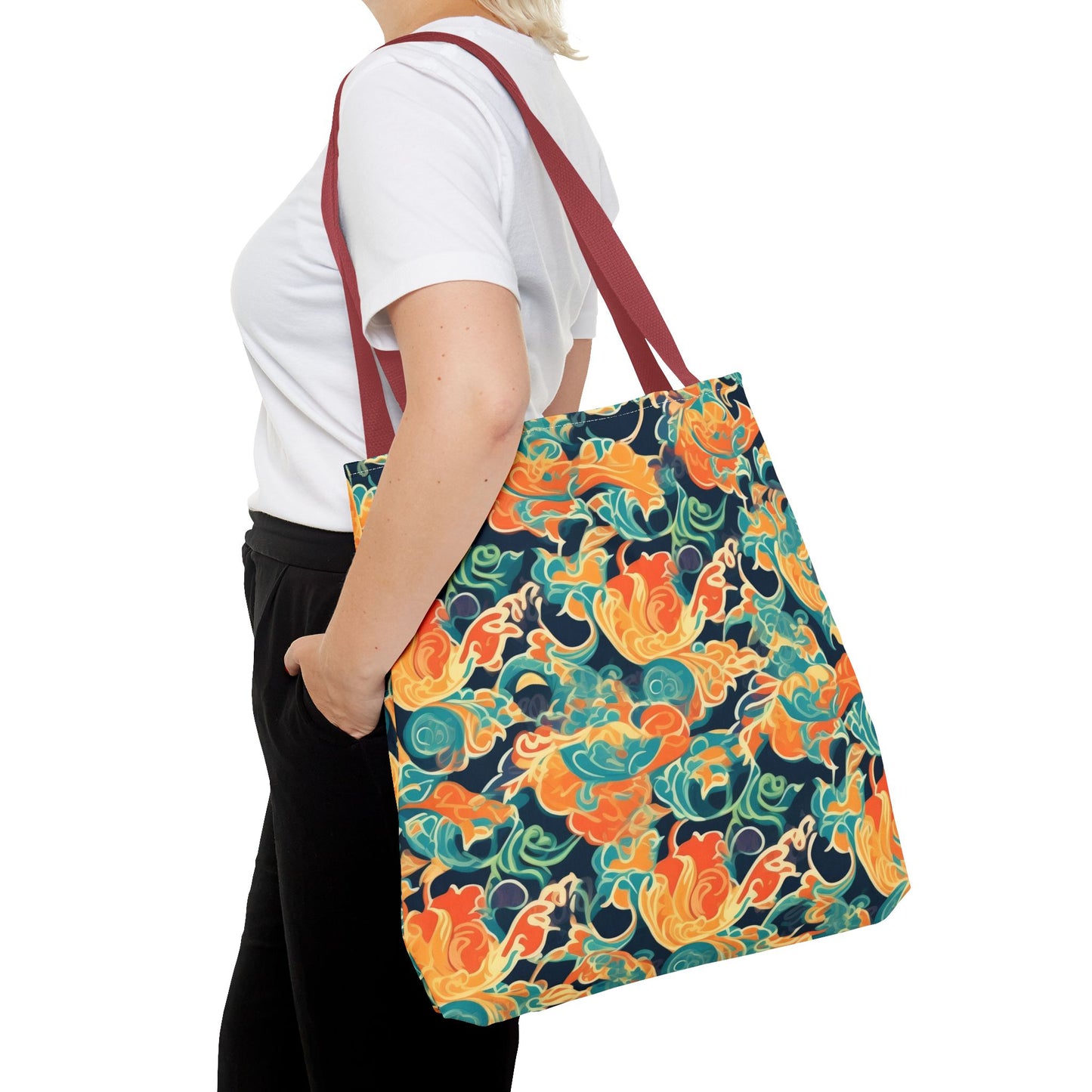 Tangerine Twilight Tapestry. Tote Bag for Everyday Use
