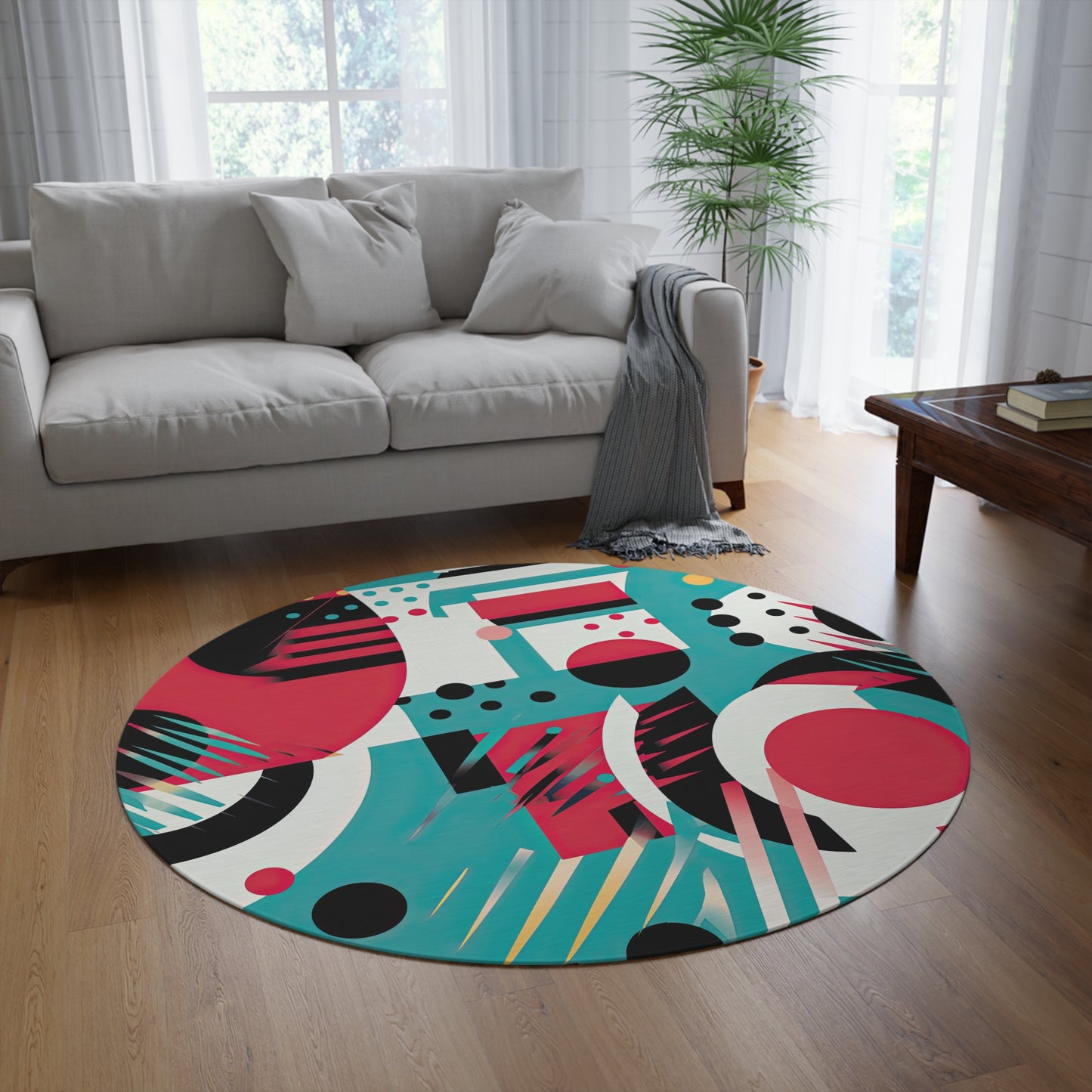 Chromatic Flux . Round Rug