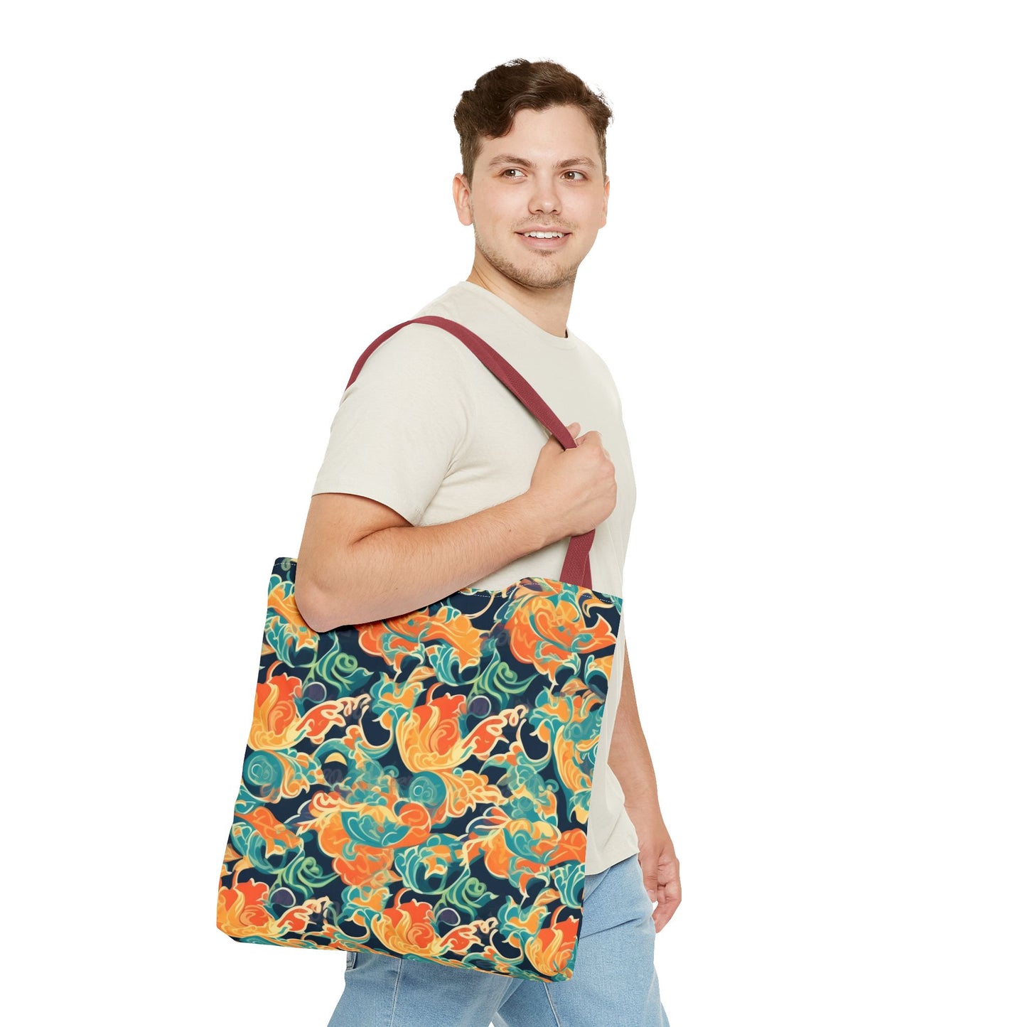 Tangerine Twilight Tapestry. Tote Bag for Everyday Use
