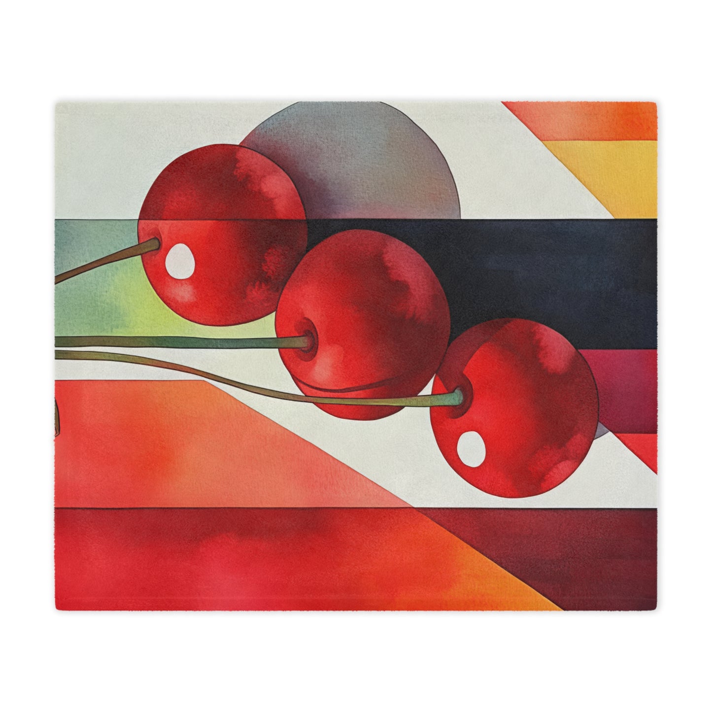 Cherry Charm. Cozy Artistic Microfiber Blanket -