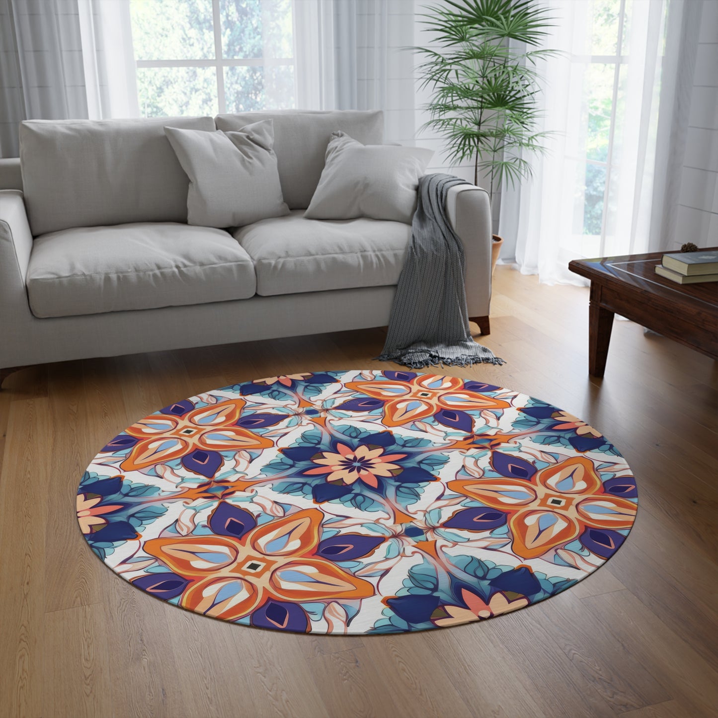 Moroccan Moonlight Sonata. Round Rug