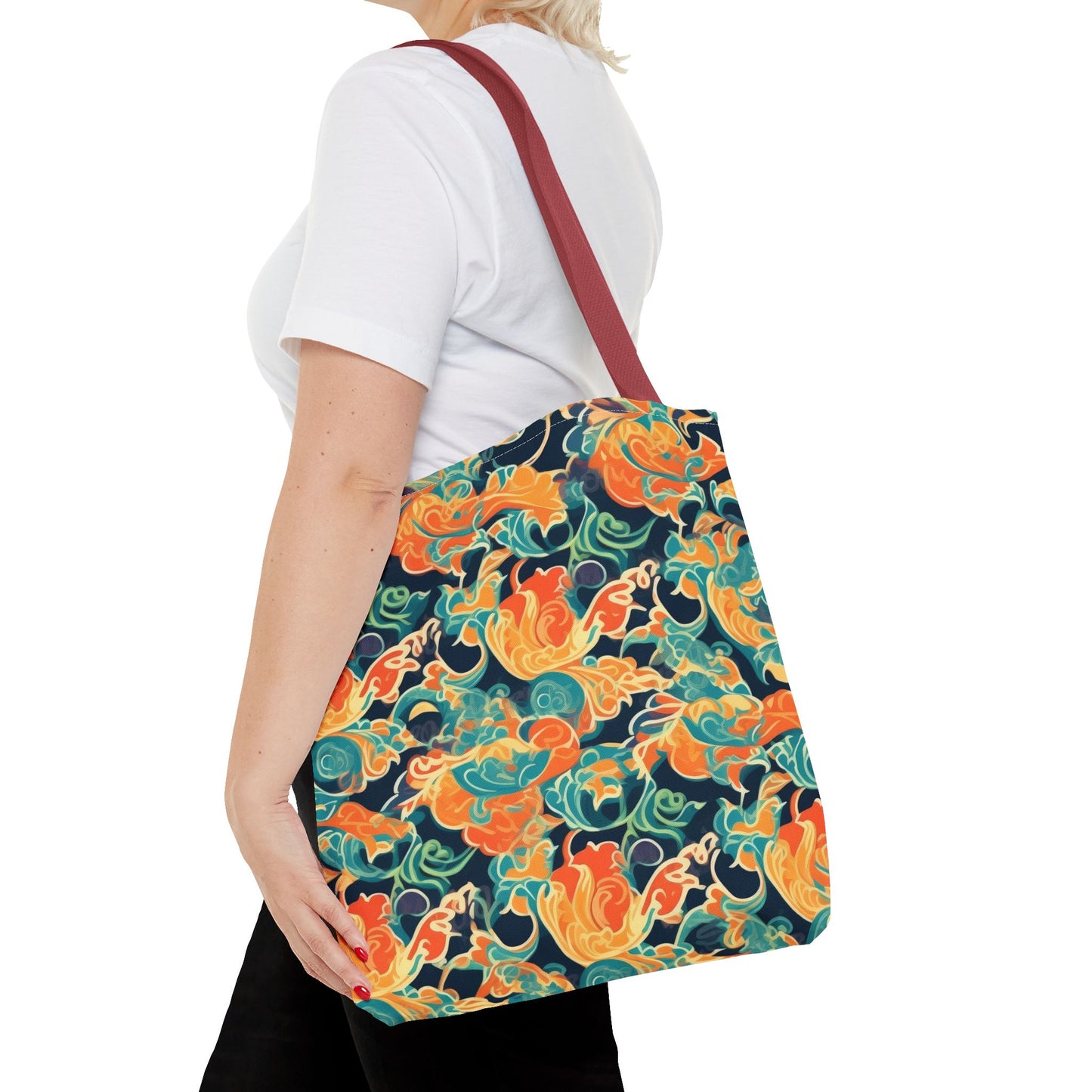 Tangerine Twilight Tapestry. Tote Bag for Everyday Use