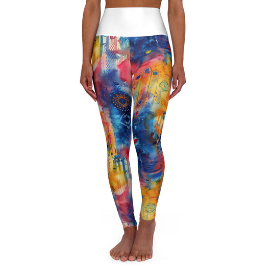 Rainbow Shield. Vibrant High Waisted Yoga Leggings for Active Lifestyles