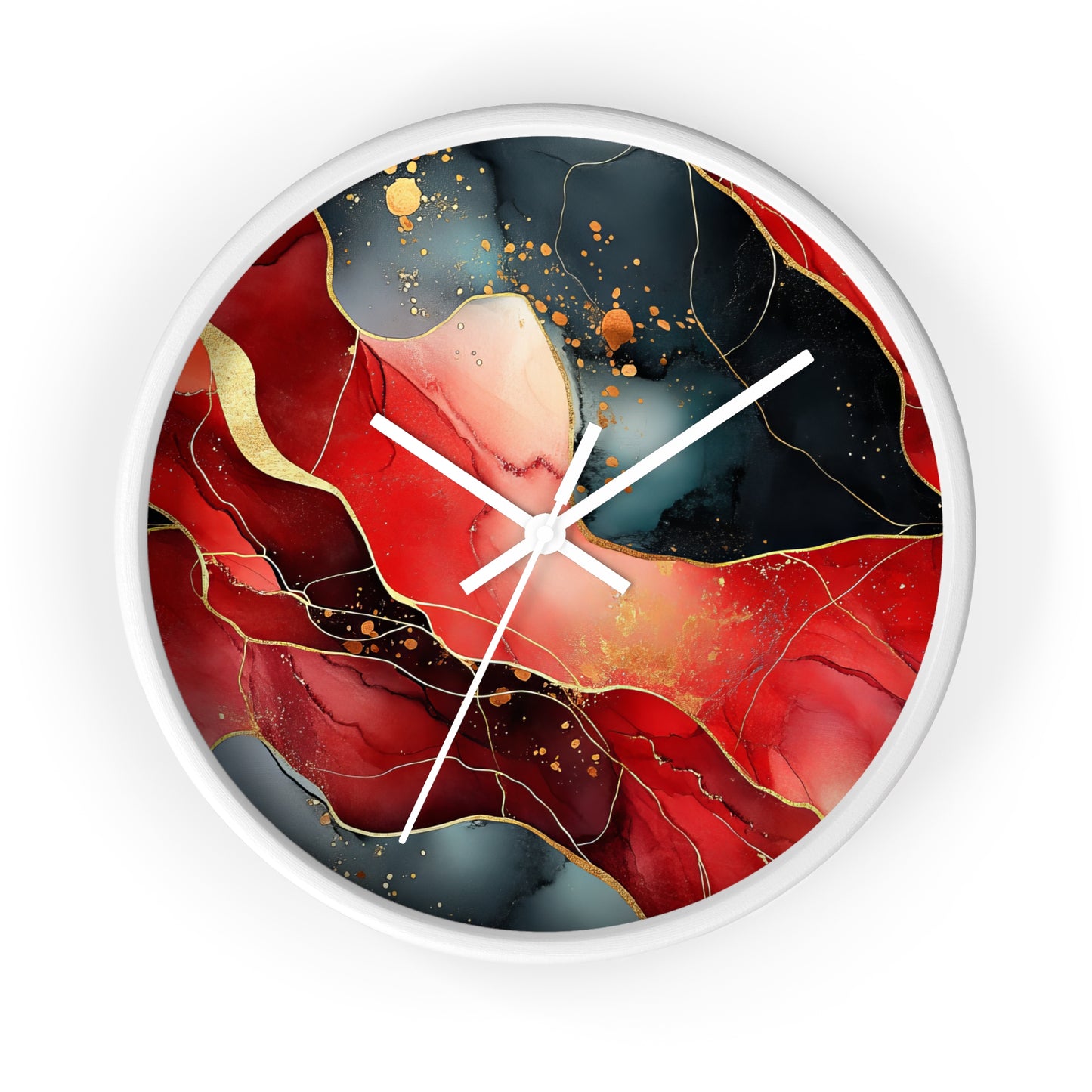 Marbled Cherry Essence. Wall Clock - Artistic Home Decor