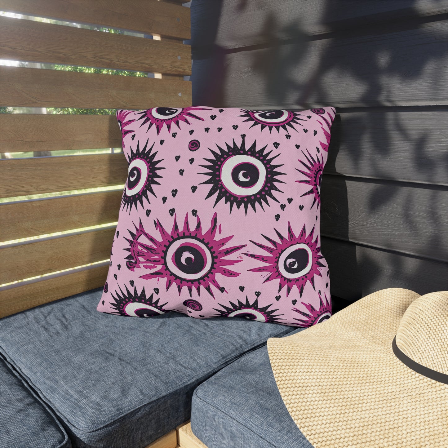 Evil Pink Eye. Outdoor Pillows