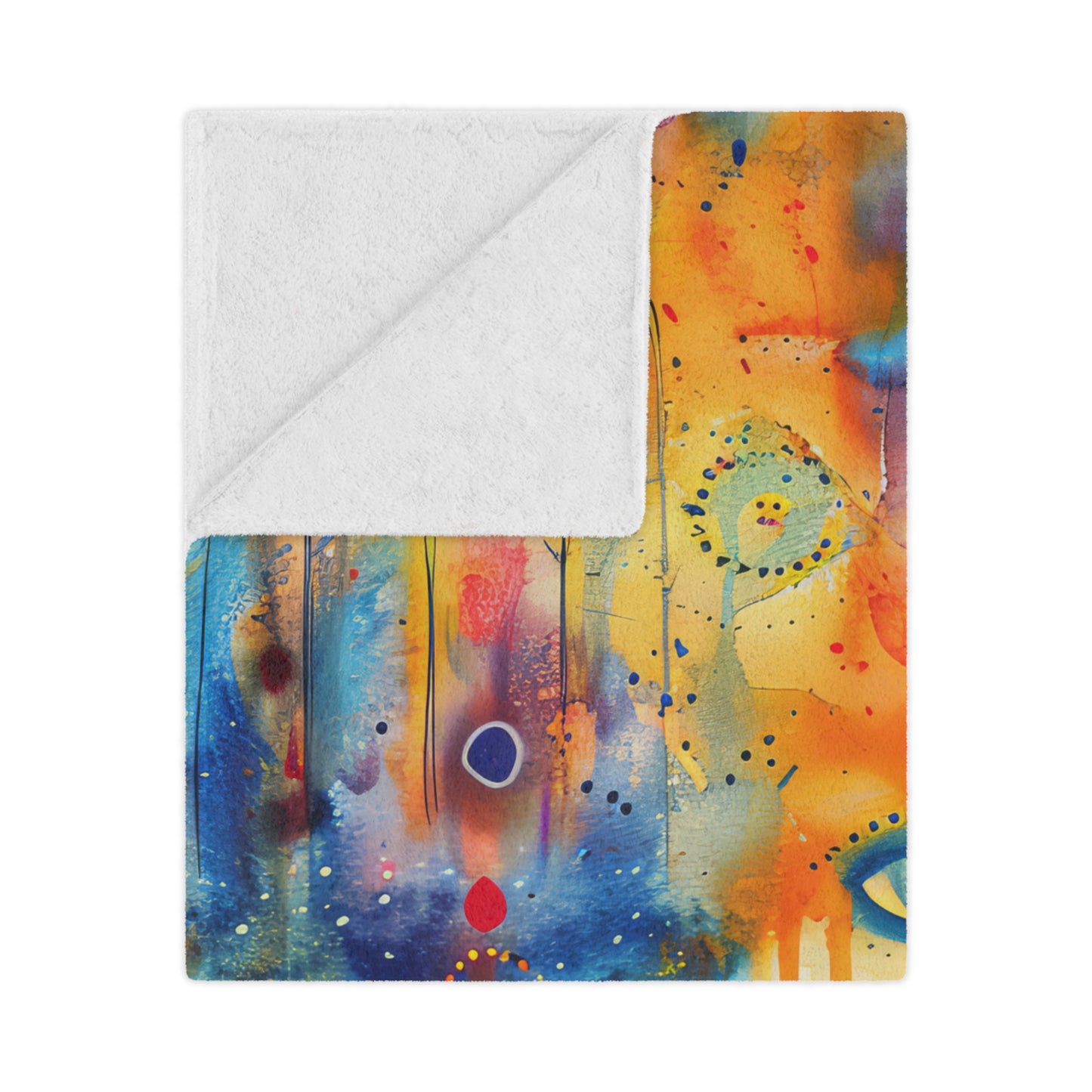 Rainbow Shield Hamsa. Cozy Artistic Microfiber Blanket.