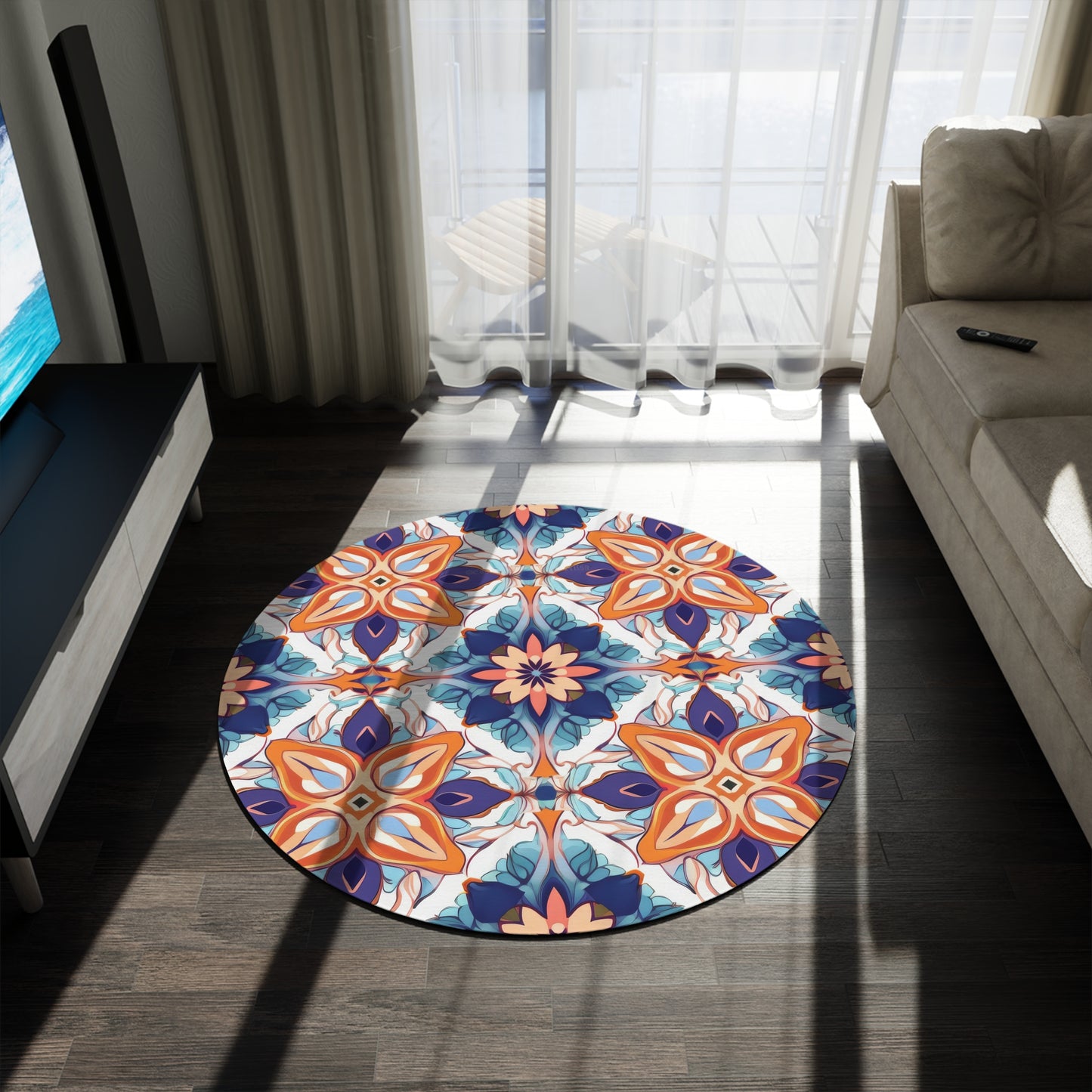 Moroccan Moonlight Sonata. Round Rug