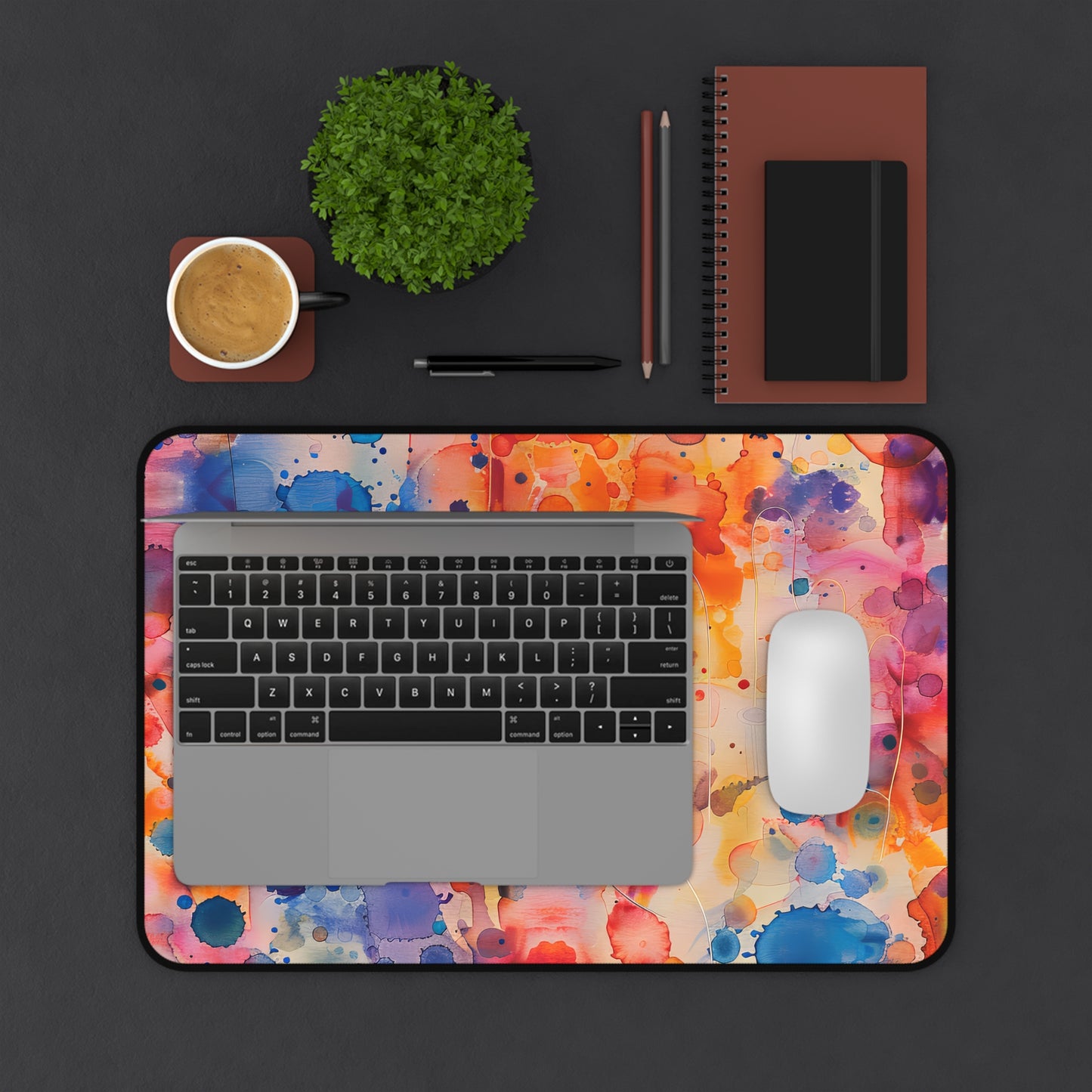 Hamsa Radiance Rainbow. Desk Mat - Stylish Office Organizer