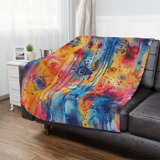 Hamsa right Aura. Cozy Artistic Microfiber Blanket.