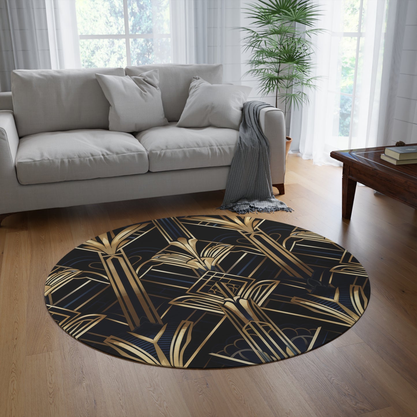 Deco Luxe. Bohemian Eye Round Rug - Colorful Floor Decor for Vibrant Spaces