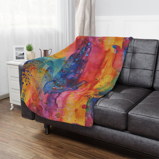 Hamsa Dreamscape. Cozy Artistic Microfiber Blanket.