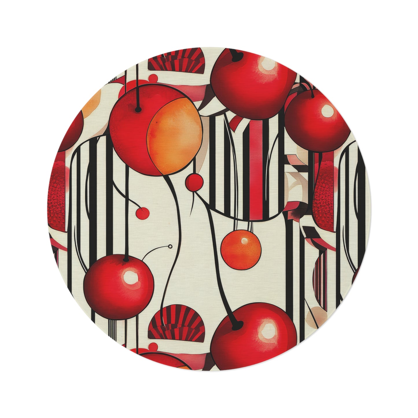 Cherry Balm. Bohemian Eye Round Rug - Colorful Floor Decor for Vibrant Spaces