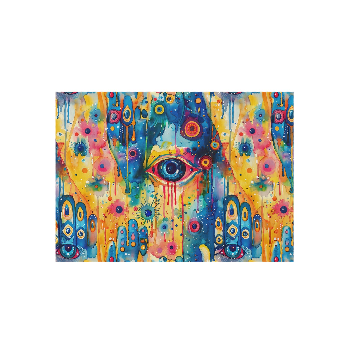 Aurora Talisman . Vibrant Eye Pattern Outdoor Rug – Colorful Bohemian Patio Decor
