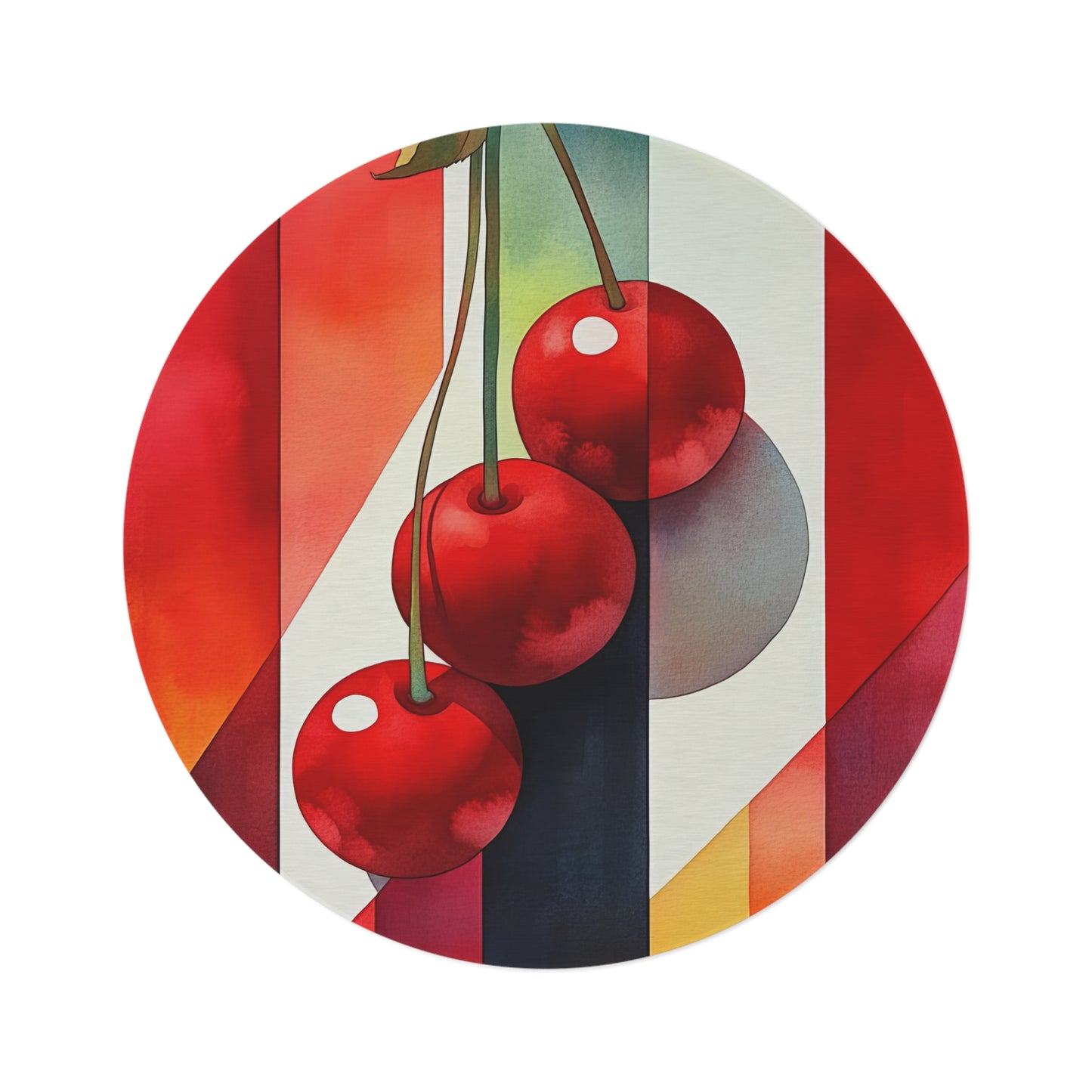 Cherry Charm. Bohemian Eye Round Rug - Colorful Floor Decor for Vibrant Spaces