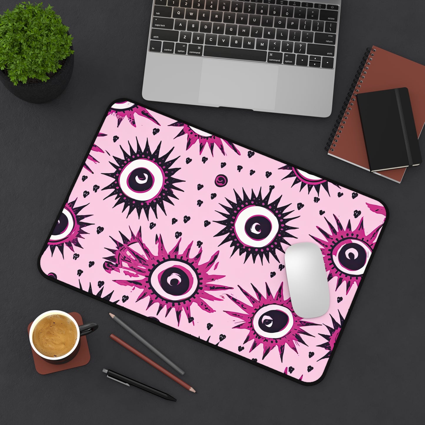 Evil Pink Eye. Desk Mat - Stylish Office Organizer