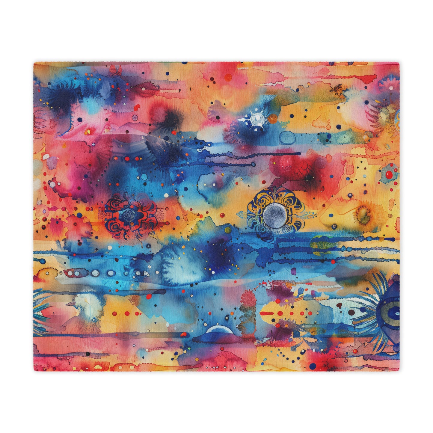 Hamsa bright Aura. Cozy Artistic Microfiber Blanket.