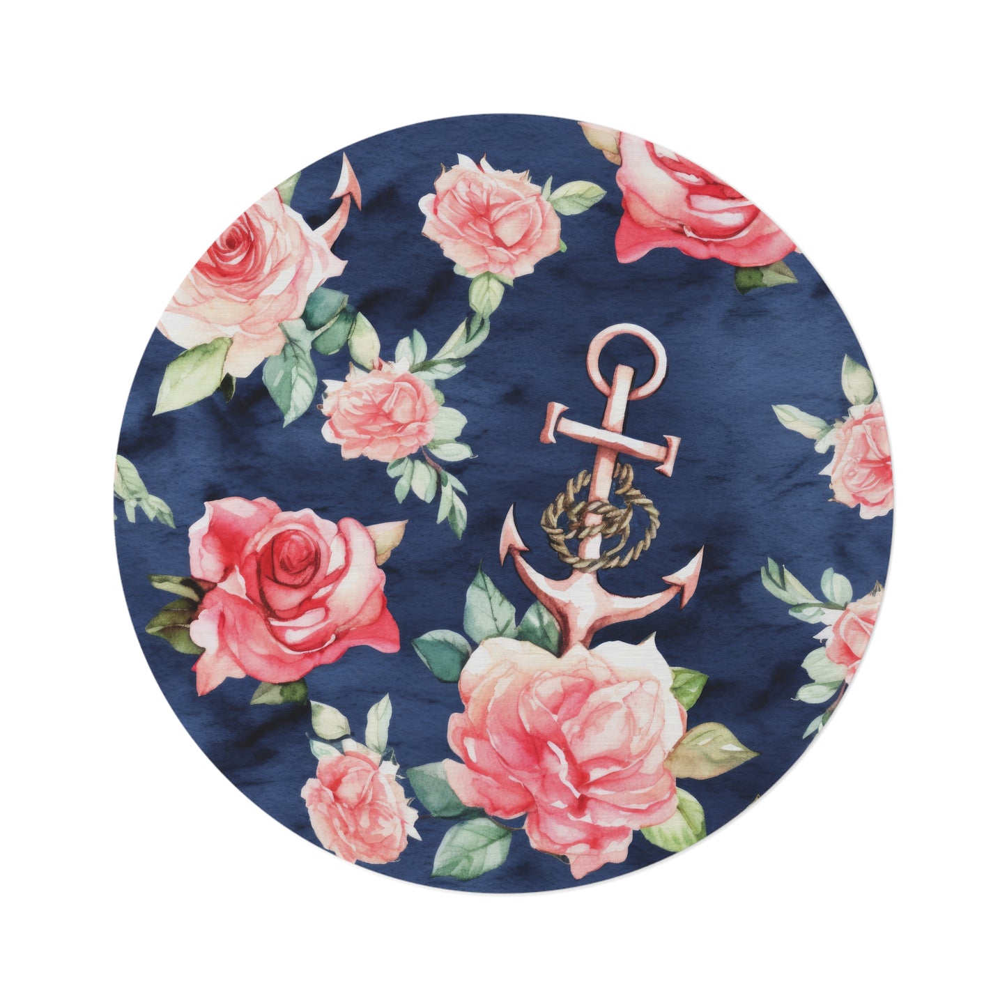 Anchor & Roses Round Rug