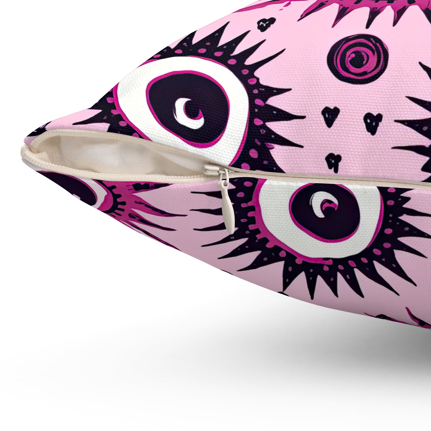 Evil Pink Eye. Spun Polyester Square Pillow