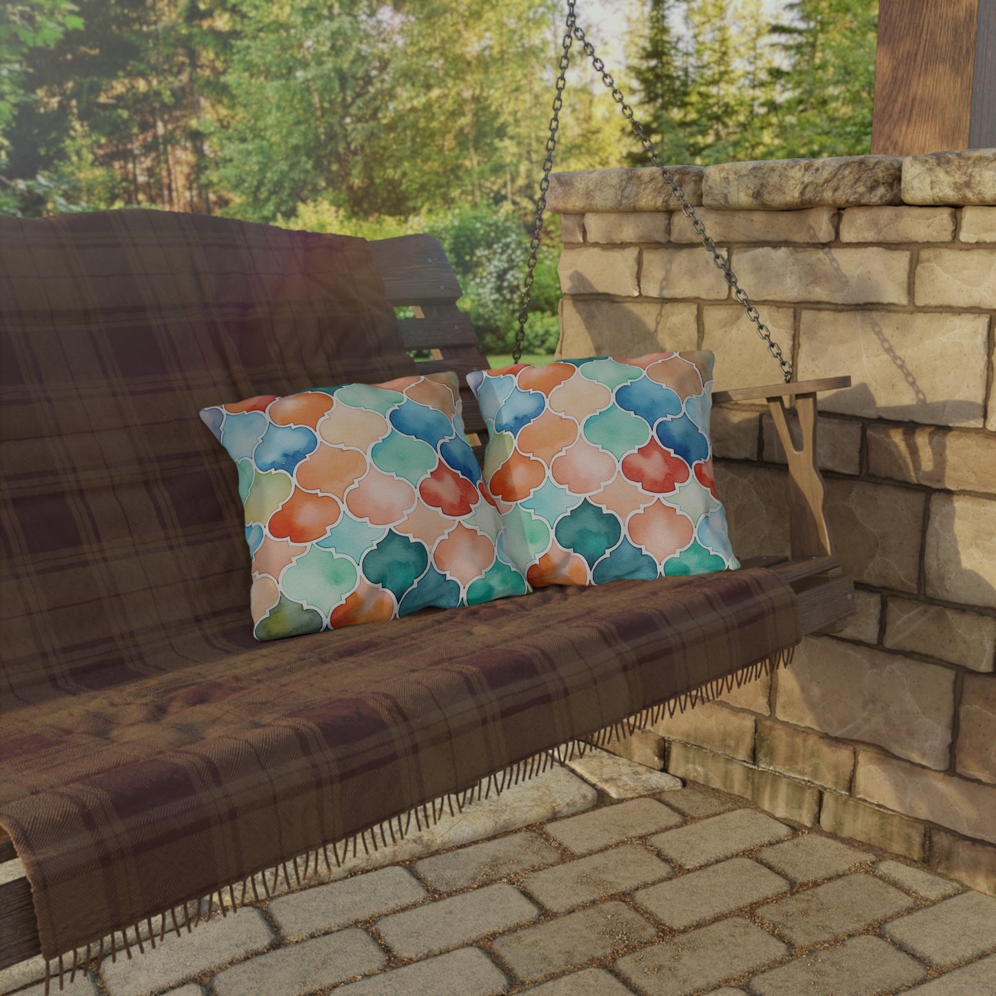 Labyrinth of Lanterns . Outdoor Pillows