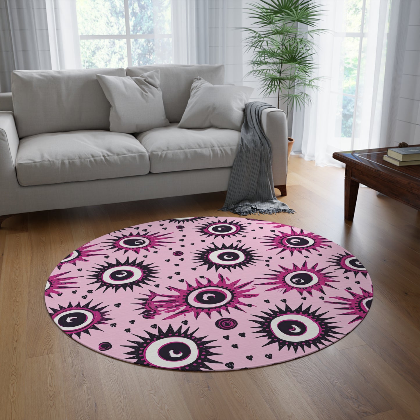 Evil Pink Eye. Round Rug