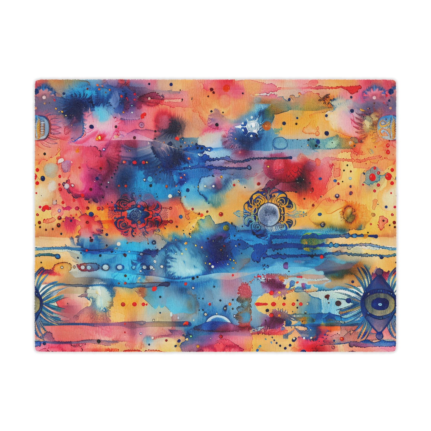 Hamsa bright Aura. Cozy Artistic Microfiber Blanket.