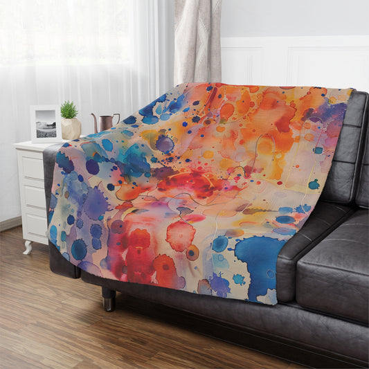 Hamsa Radiance Rainbow. Cozy Artistic Microfiber Blanket.