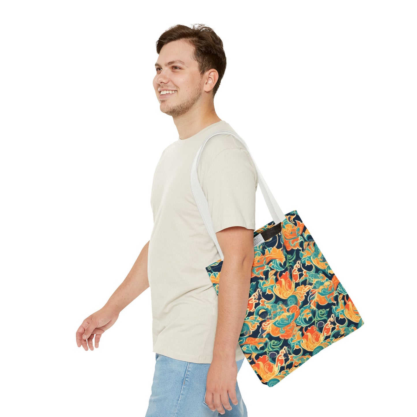 Tangerine Twilight Tapestry. Tote Bag for Everyday Use