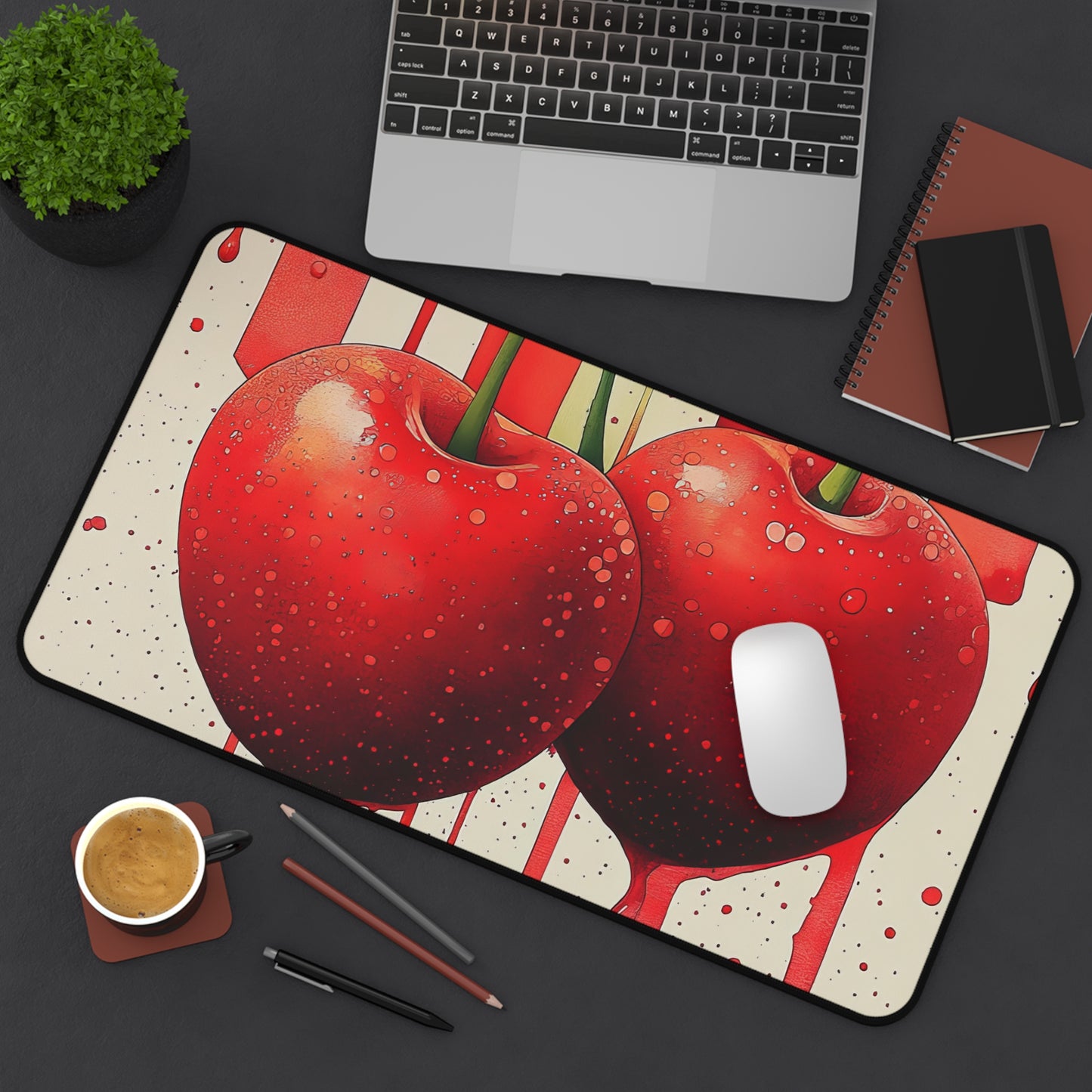 Cherry Drip Esence Desk Mat - Stylish Office Organizer