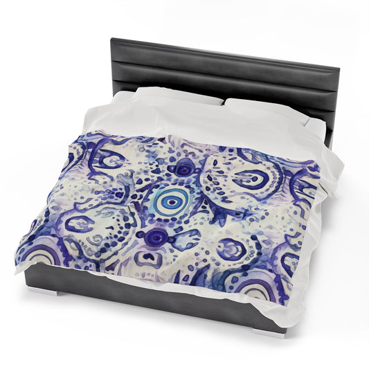 Velveteen Plush Blanket. Hamsa Enigma