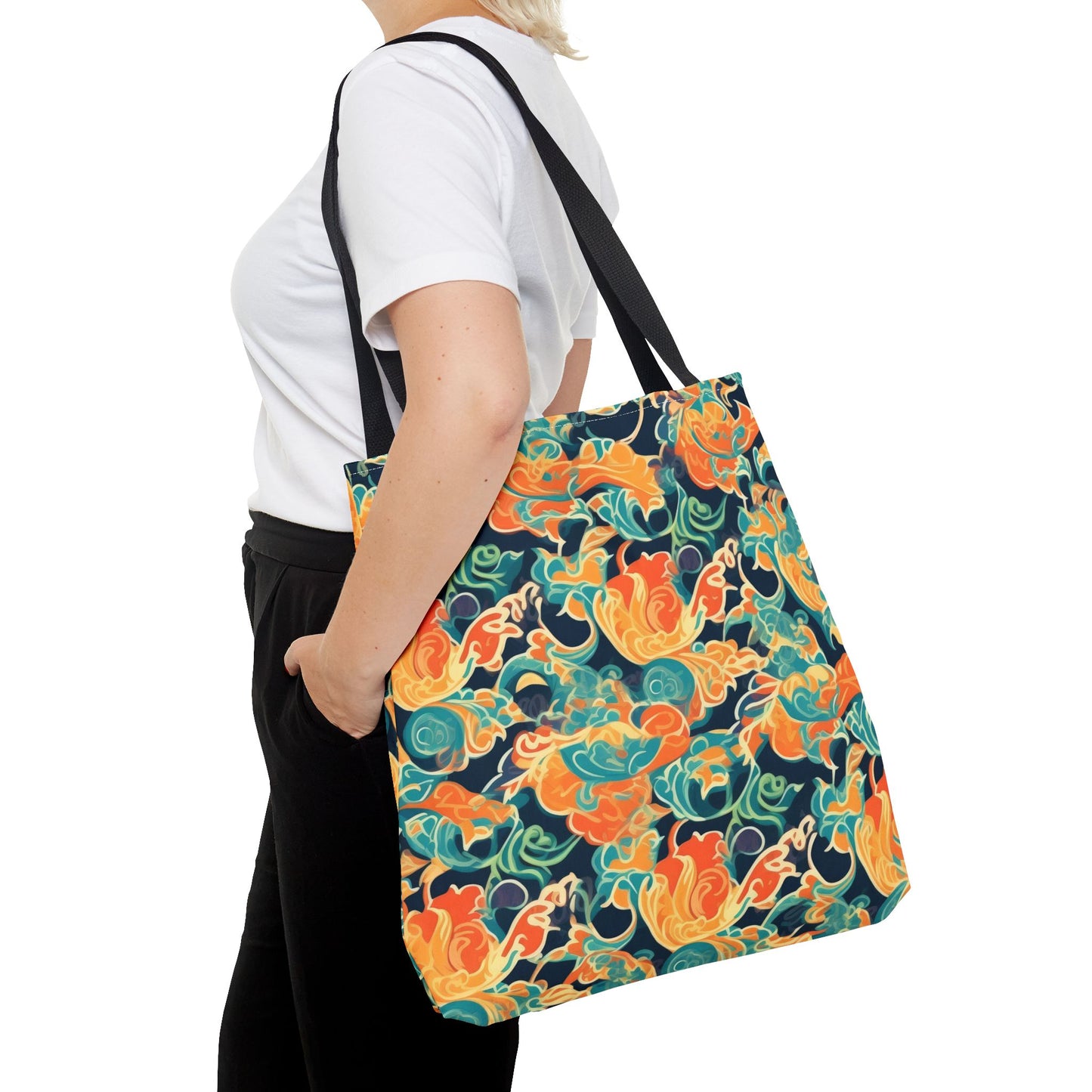 Tangerine Twilight Tapestry. Tote Bag for Everyday Use