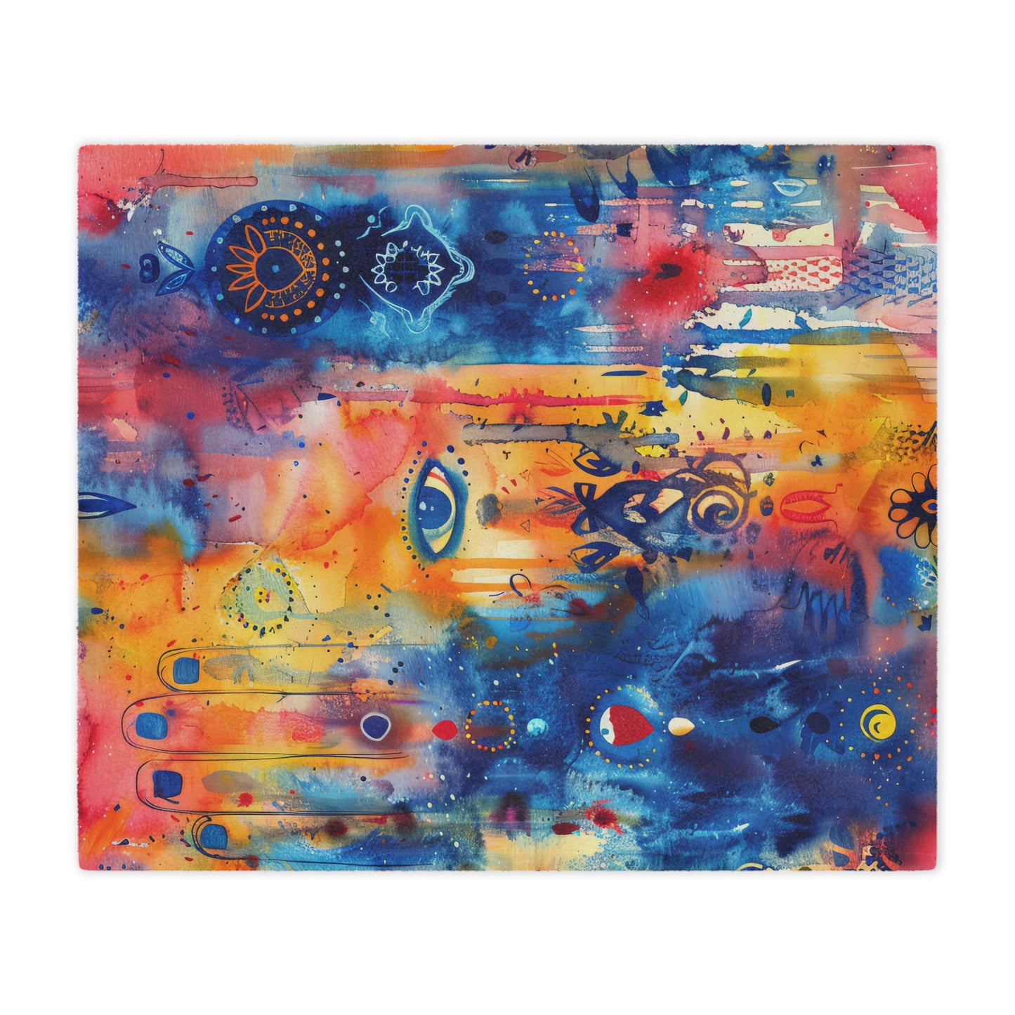 Rainbow Shield Hamsa. Cozy Artistic Microfiber Blanket.